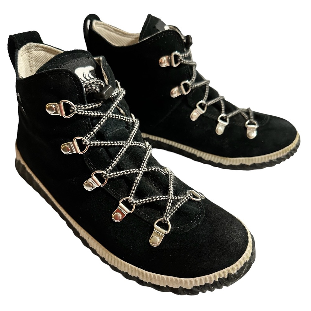 Sorel Black Ankle Boots with White Accents